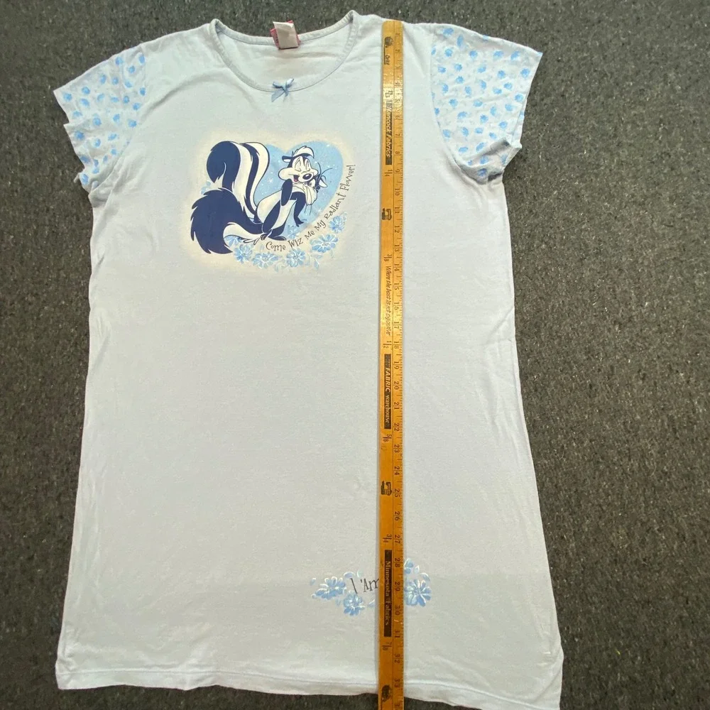 Looney Tunes Pepe Le Pew Nightgown Sz L/XL Women Blue Y2K 2002 Cartoon Sleepwear